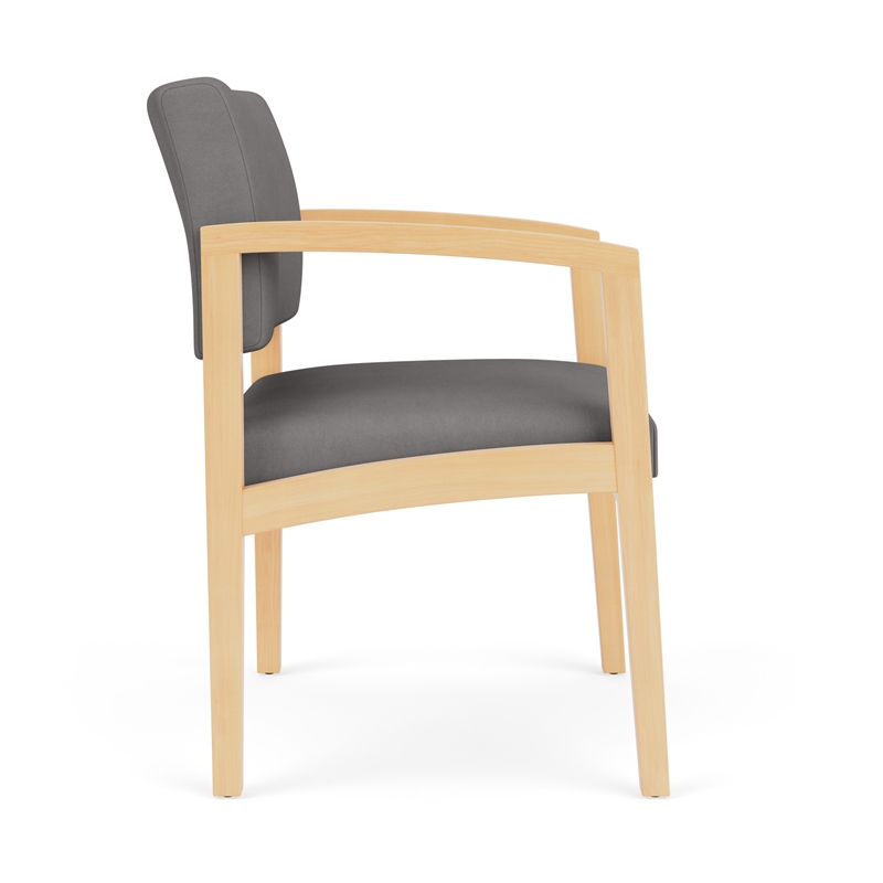 Lenox Wood Reception Waiting Oversize Guest Chair / Natural Wood / Light Gray