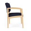 Lenox Wood Reception Waiting Oversize Guest Chair / Natural Wood / Navy Blue