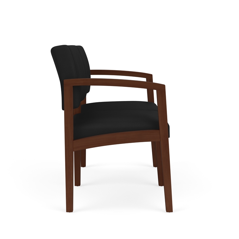Lenox Wood Reception Waiting 2-Seat Tandem Seating / Walnut Wood / Black