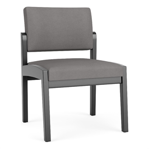 Lenox Wood Reception Waiting Armless Guest Chair / Black Wood / Light Gray