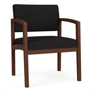 Lenox Wood Reception Waiting Oversize Guest Chair / Walnut Wood / Black