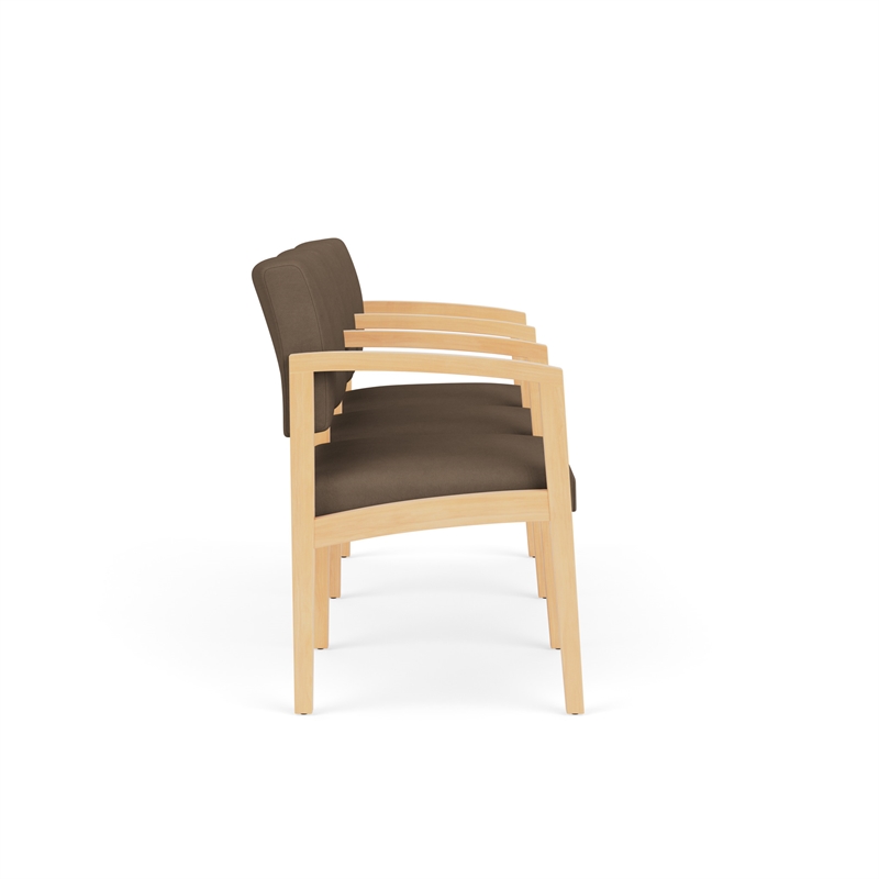 Lenox Wood Reception Waiting 3-Seat Tandem Seating / Natural Wood / Brown