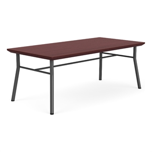 Mystic Reception Waiting 20x40&quot Wood Coffee Table / Charcoal Steel / Mahogany