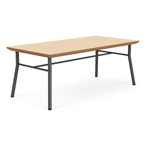 Mystic Reception Waiting 20x40&quot Wood Coffee Table / Charcoal Steel / Natural