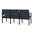 Lenox Wood Reception Waiting 3-Seat Tandem Seating / Black Wood / Blue