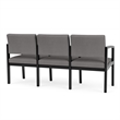 Lenox Wood Reception Waiting 3-Seat Tandem Seating / Black Wood / Light Gray