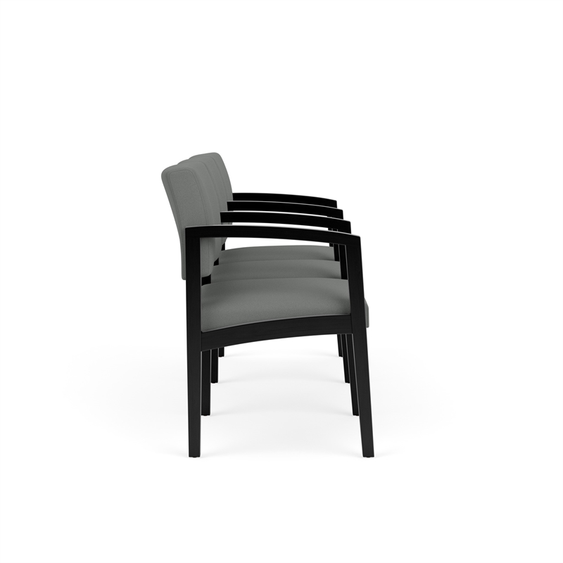 Lenox Wood Reception Waiting 3-Seat Tandem Seating / Black Wood / Light Gray