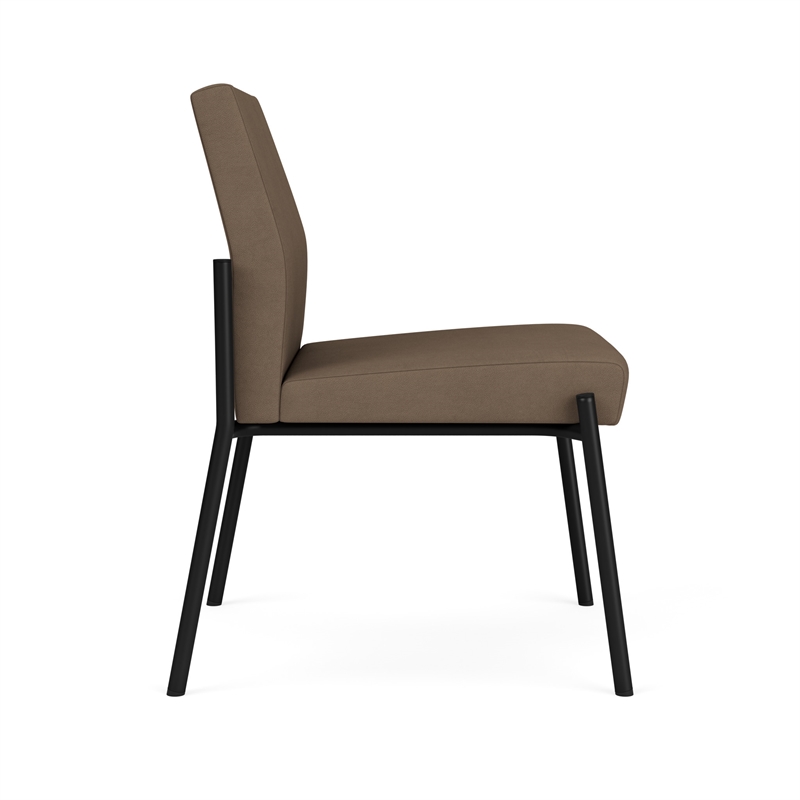 Mystic Reception Waiting Room Armless Guest Chair / Black Steel / Brown