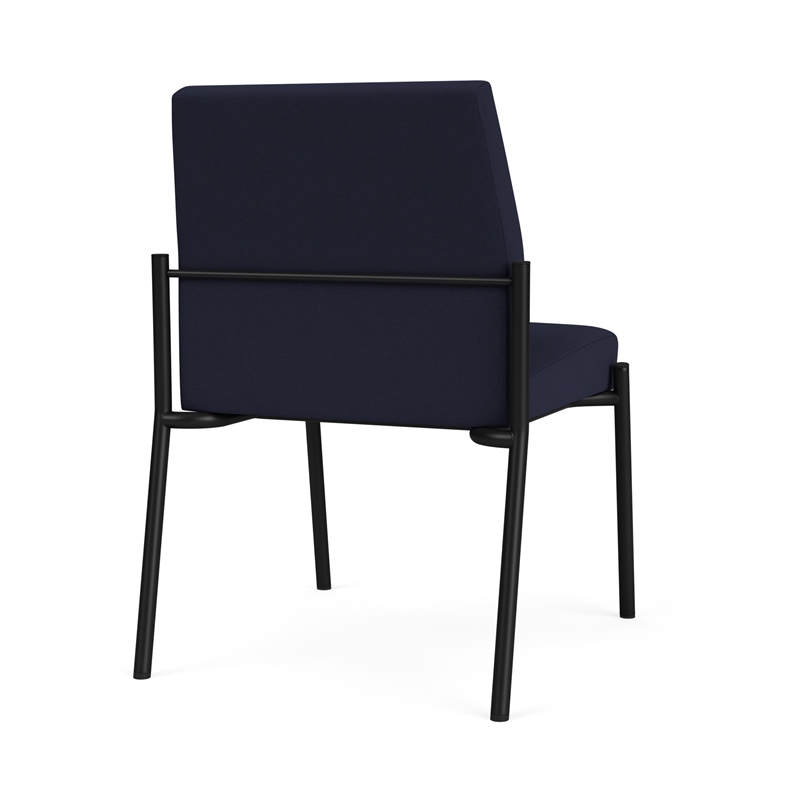 Mystic Reception Waiting Armless Guest Chair / Black Steel / Navy Blue