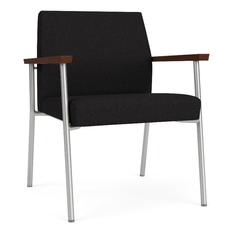 Mystic Reception Waiting Room Oversize Guest Chair / Silver Steel / Black