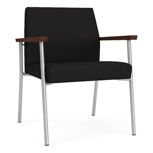 Mystic Reception Waiting Room Oversize Guest Chair / Silver Steel / Black