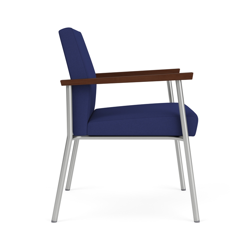 Mystic Reception Waiting Room Oversize Guest Chair / Silver Steel / Blue