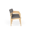 Lenox Wood Reception Waiting 3-Seat Tandem Seating / Natural Wood / Light Gray