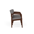 Lenox Wood Reception Waiting 3-Seat Tandem Seating / Walnut Wood / Light Gray