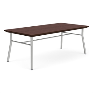Mystic Reception Waiting 20x40&quot Wood Coffee Table / Silver Steel / Walnut
