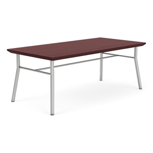 Mystic Reception Waiting 20x40&quot Wood Coffee Table / Silver Steel / Mahogany