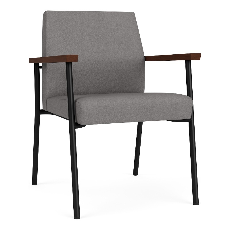 Mystic Reception Waiting Room Healthcare Guest Chair / Black Steel / Light Gray