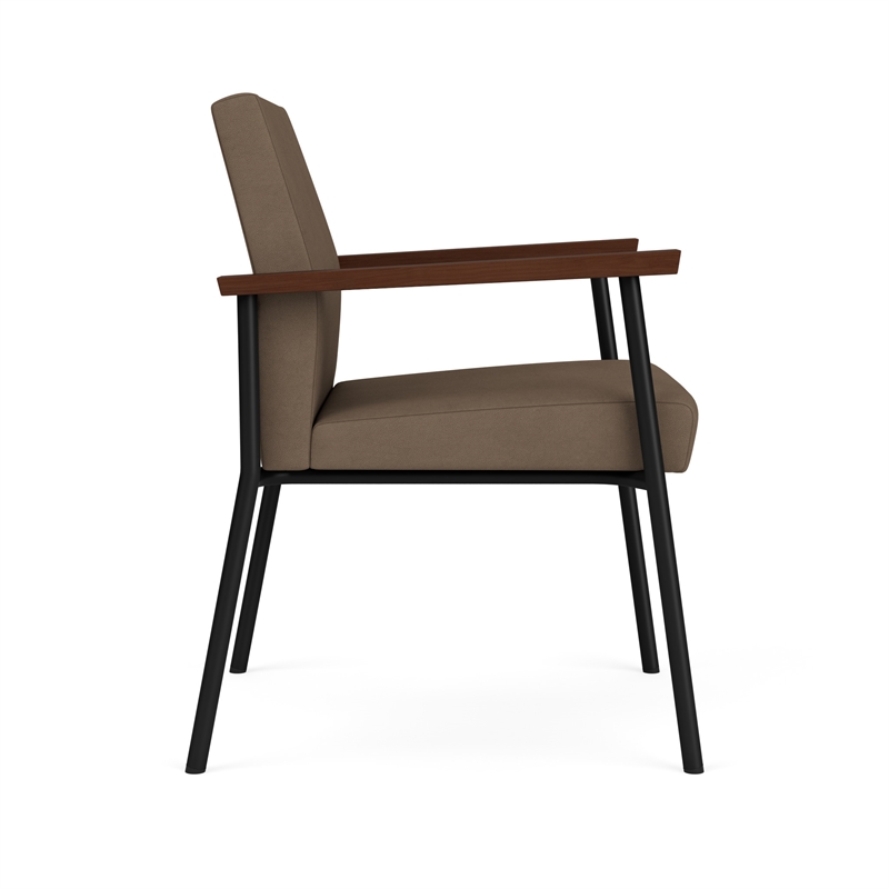 Mystic Reception Waiting Room Healthcare Guest Chair / Black Steel / Brown