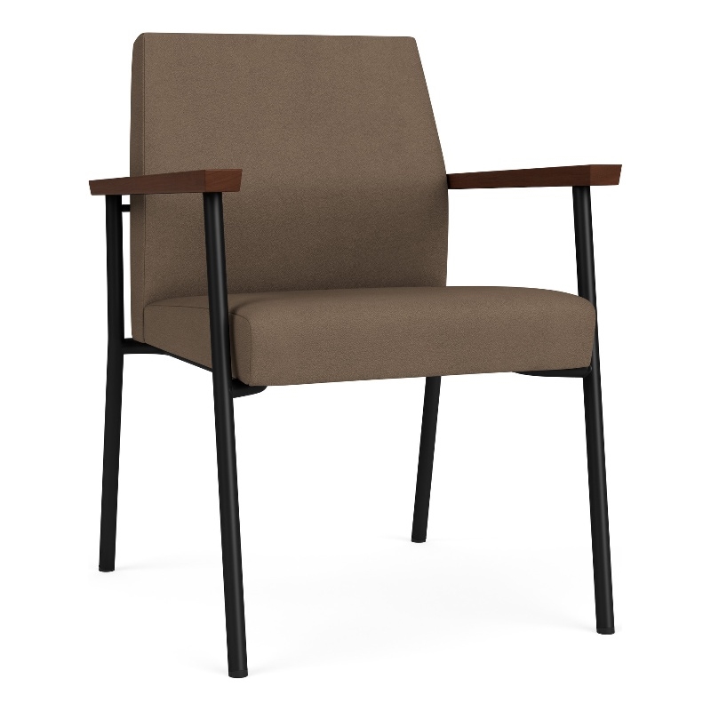 Mystic Reception Waiting Room Healthcare Guest Chair / Black Steel / Brown
