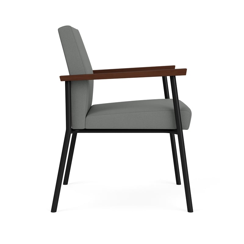 Mystic Reception Waiting Room Healthcare Guest Chair / Black Steel / Light Gray