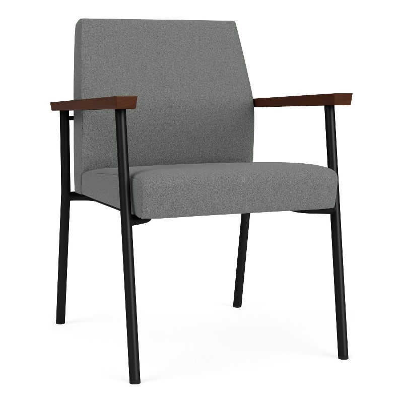 Mystic Reception Waiting Room Healthcare Guest Chair / Black Steel / Light Gray