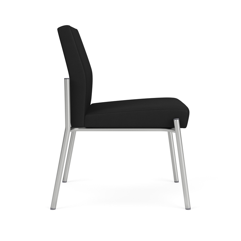Mystic Reception Waiting Room Armless Guest Chair / Silver Steel / Black