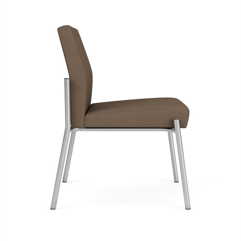 Mystic Reception Waiting Room Armless Guest Chair / Silver Steel / Brown