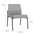 Mystic Reception Waiting Armless Guest Chair / Silver Steel / Light Gray