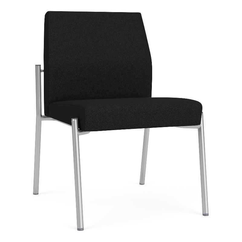 Mystic Reception Waiting Room Armless Guest Chair / Silver Steel / Black