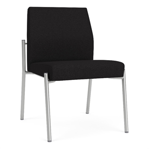 Mystic Reception Waiting Room Armless Guest Chair / Silver Steel / Black