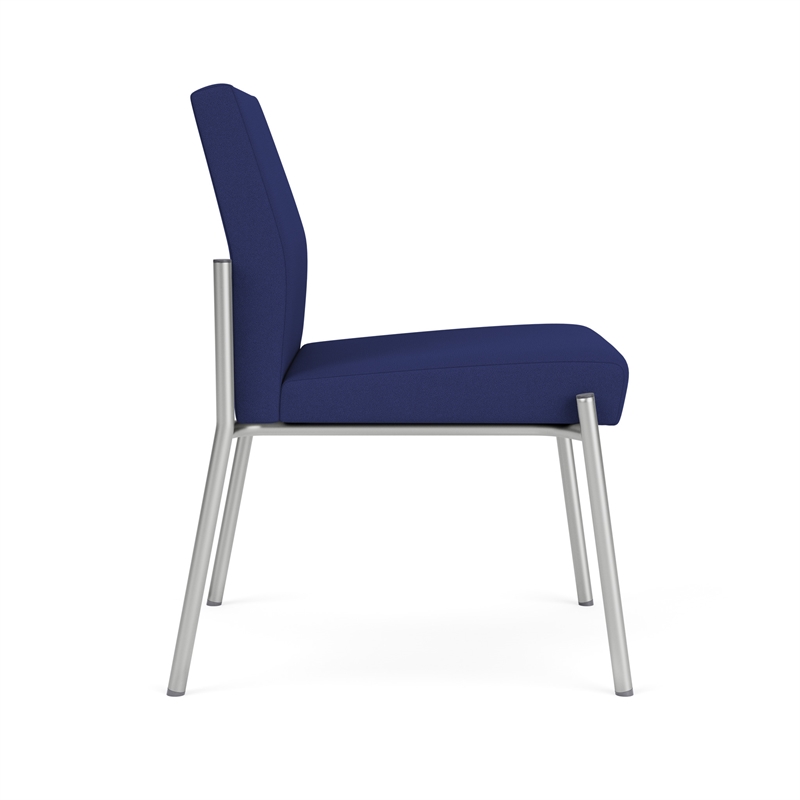 Mystic Reception Waiting Room Armless Guest Chair / Silver Steel / Blue