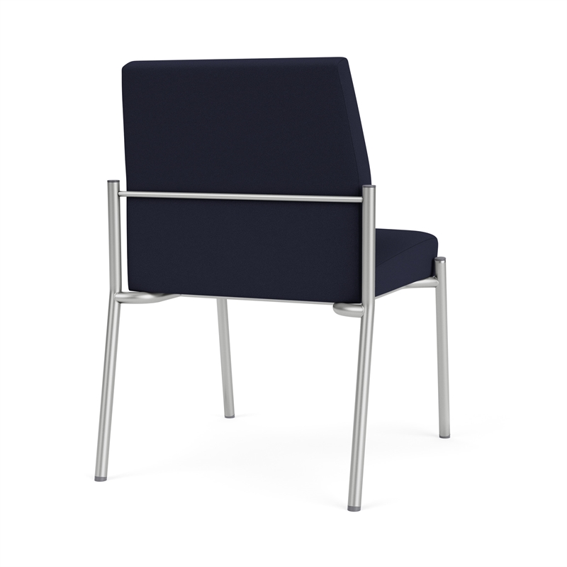 Mystic Reception Waiting Armless Guest Chair / Silver Steel / Navy Blue