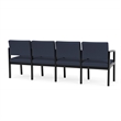 Lenox Wood Reception Waiting 4-Seat Tandem Seating / Black Wood / Blue