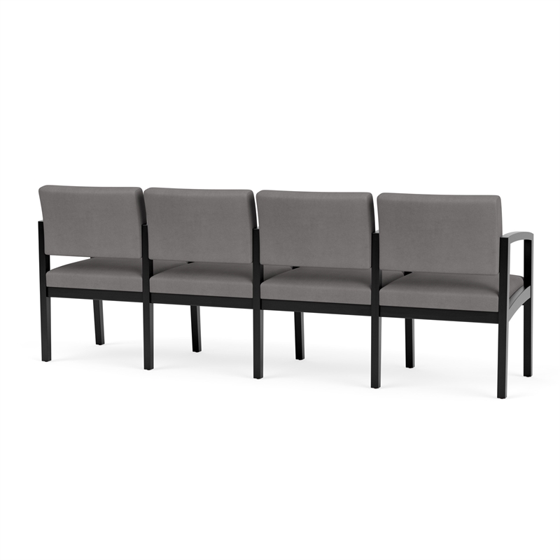 Lenox Wood Reception Waiting 4-Seat Tandem Seating / Black Wood / Light Gray