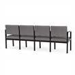 Lenox Wood Reception Waiting 4-Seat Tandem Seating / Black Wood / Light Gray