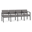 Lenox Wood Reception Waiting 4-Seat Tandem Seating / Black Wood / Light Gray