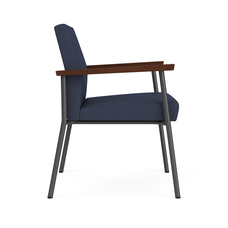 Mystic Reception Waiting Room Healthcare Guest Chair / Charcoal Steel / Blue