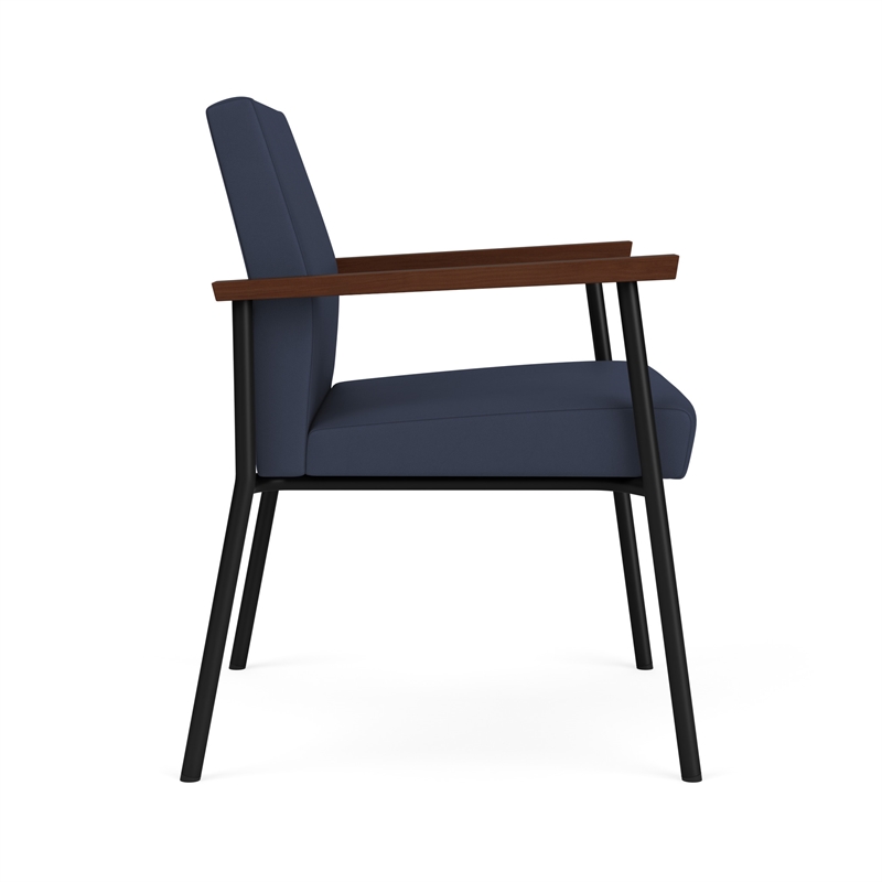 Mystic Reception Waiting Room Oversize Guest Chair / Black Steel / Blue