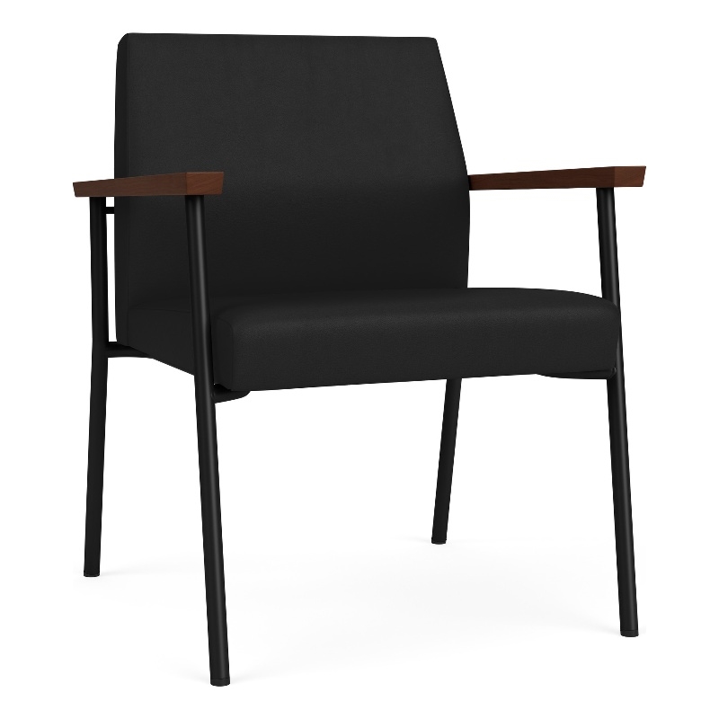 Mystic Reception Waiting Room Oversize Guest Chair / Black Steel / Black