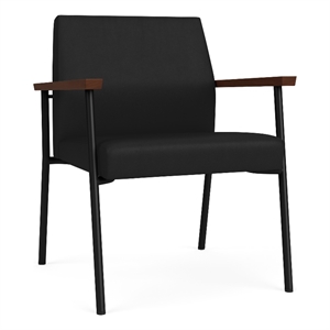 Mystic Reception Waiting Room Oversize Guest Chair / Black Steel / Black