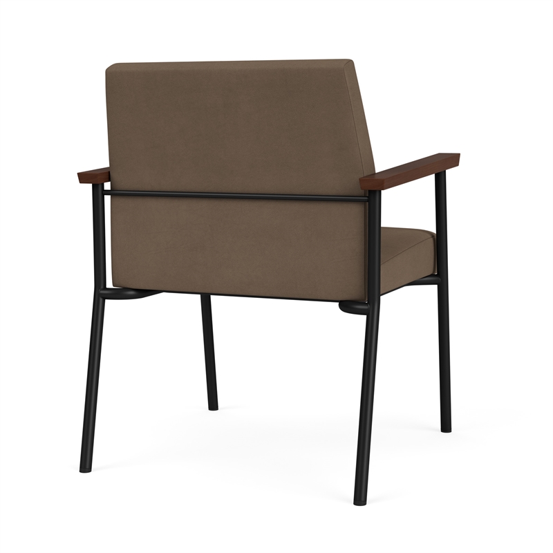 Mystic Reception Waiting Room Oversize Guest Chair / Black Steel / Brown