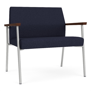 Mystic Reception Waiting Room Bariatric Chair / Silver Steel / Navy Blue
