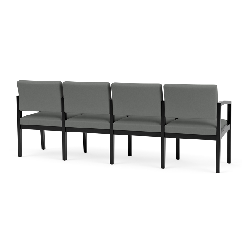 Lenox Wood Reception Waiting 4-Seat Tandem Seating / Black Wood / Light Gray