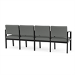 Lenox Wood Reception Waiting 4-Seat Tandem Seating / Black Wood / Light Gray