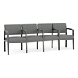 Lenox Wood Reception Waiting 4-Seat Tandem Seating / Black Wood / Light Gray