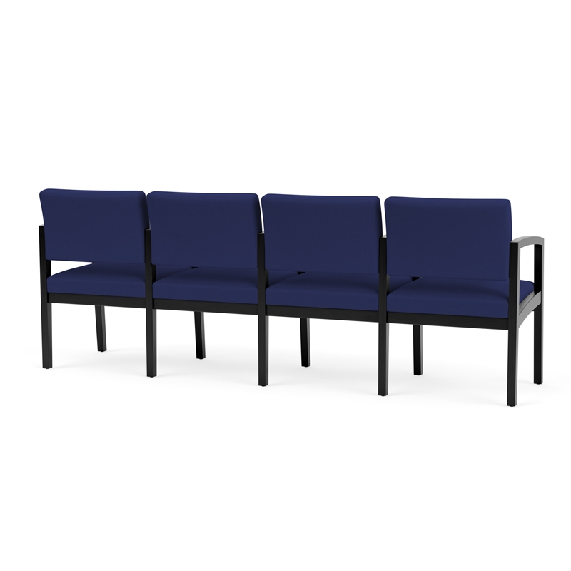 Lenox Wood Reception Waiting 4-Seat Tandem Seating / Black Wood / Blue