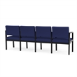 Lenox Wood Reception Waiting 4-Seat Tandem Seating / Black Wood / Blue