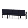 Lenox Wood Reception Waiting 4-Seat Tandem Seating / Black Wood / Navy Blue