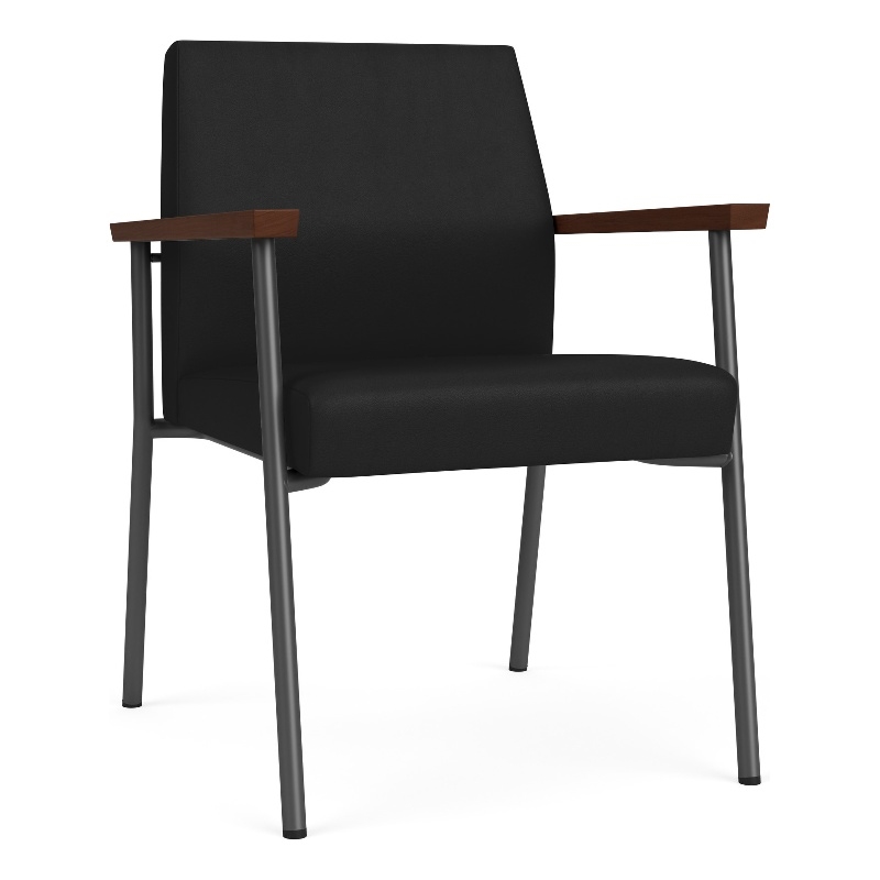 Mystic Reception Waiting Room Healthcare Guest Chair / Charcoal Steel / Black
