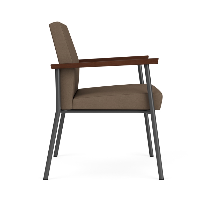 Mystic Reception Waiting Room Healthcare Guest Chair / Charcoal Steel / Brown